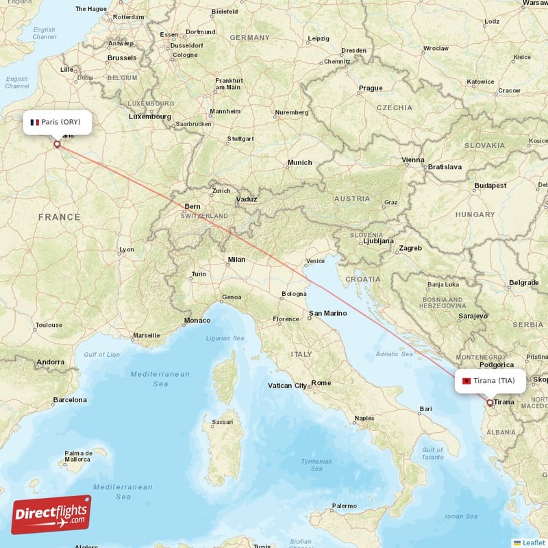 TIA - ORY route map