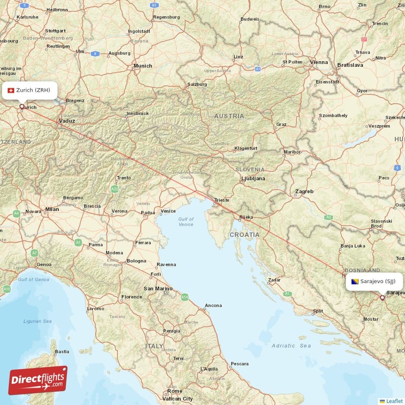 TIA - ZRH route map