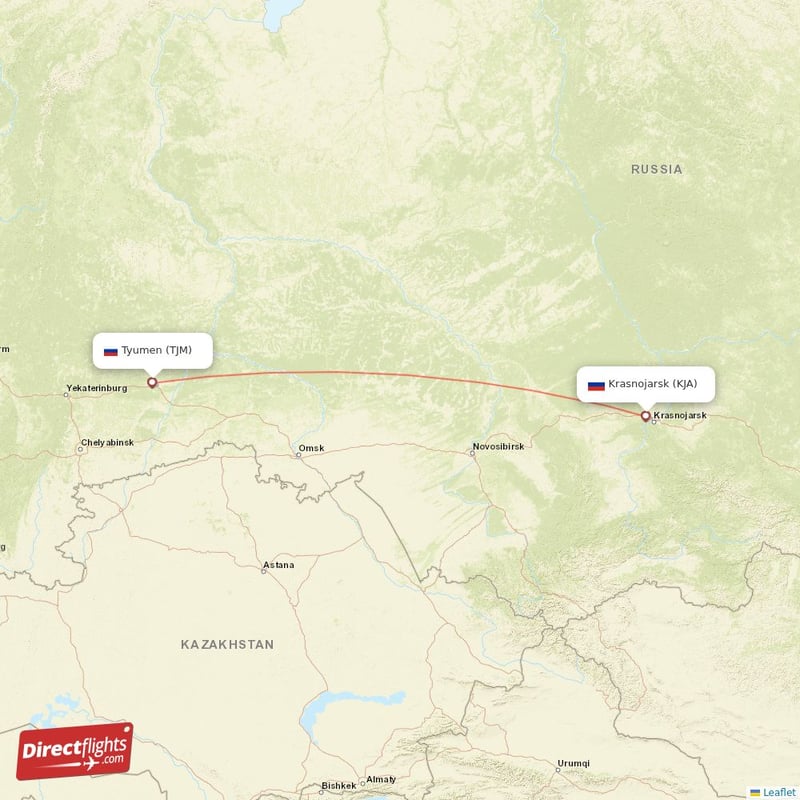 TJM - KJA route map