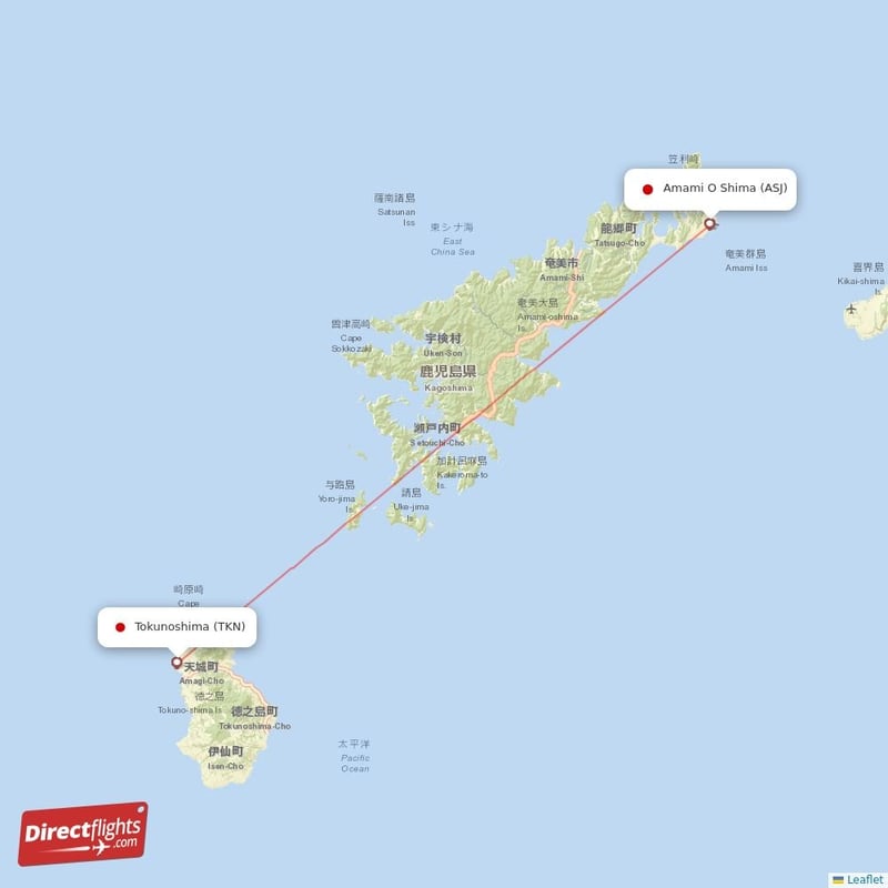 TKN - ASJ route map