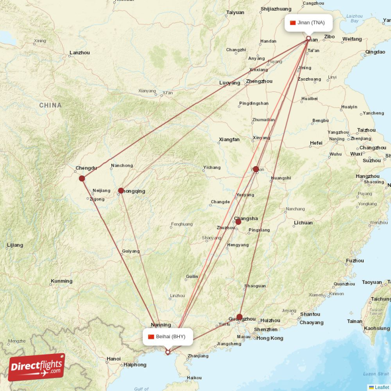 Direct flights from Jinan to Beihai, TNA to BHY non-stop ...