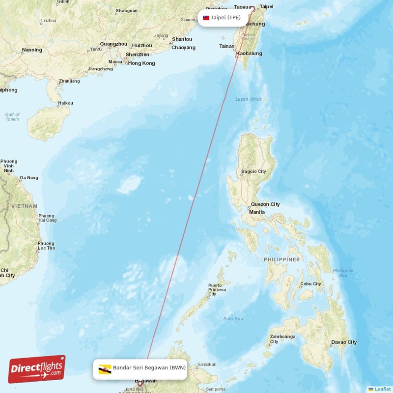 TPE - BWN route map