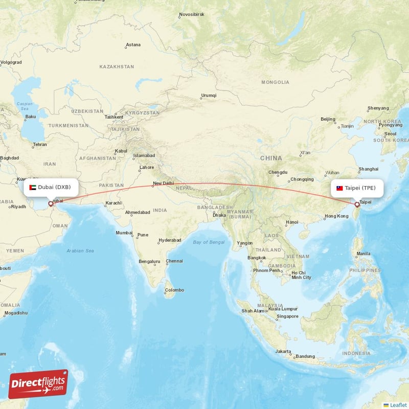 TPE - DXB route map