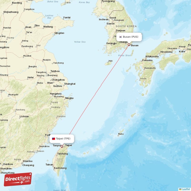 TPE - PUS route map