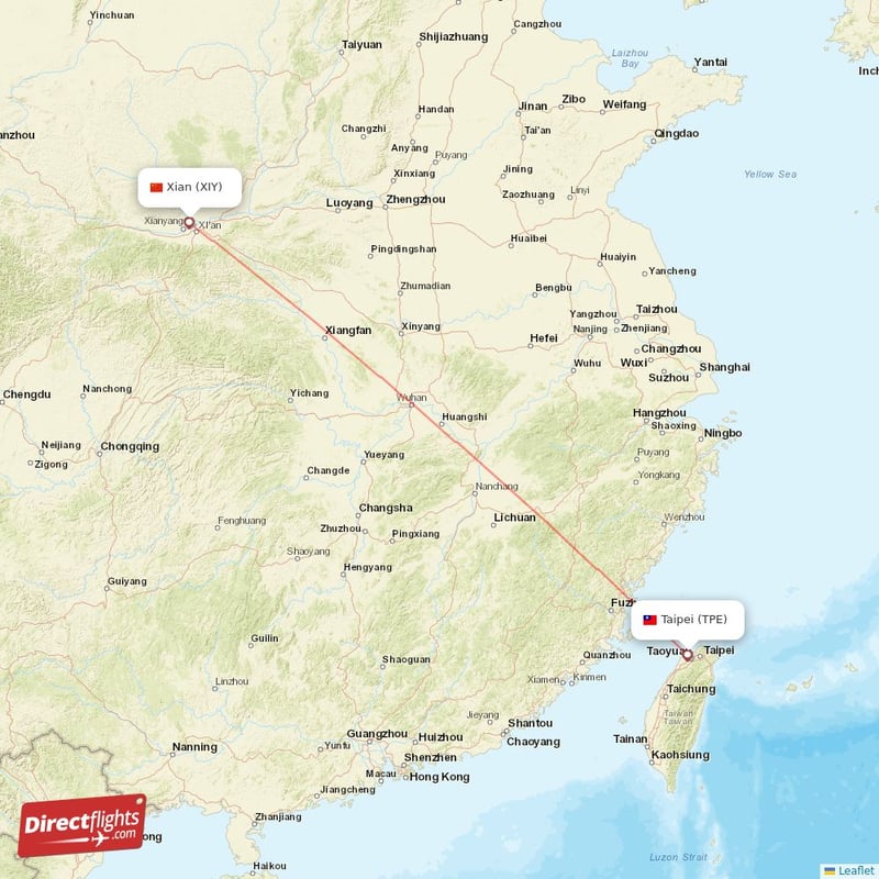 TPE - XIY route map