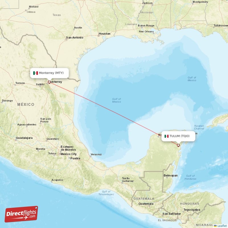 TQO - MTY route map