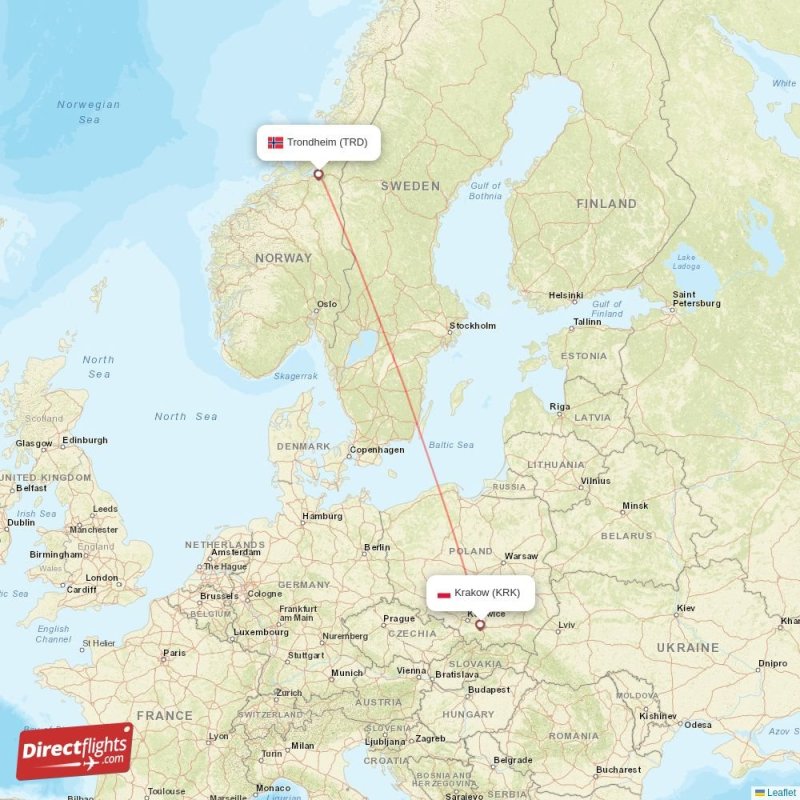 Direct flights from Trondheim to Krakow, TRD to KRK non-stop ...