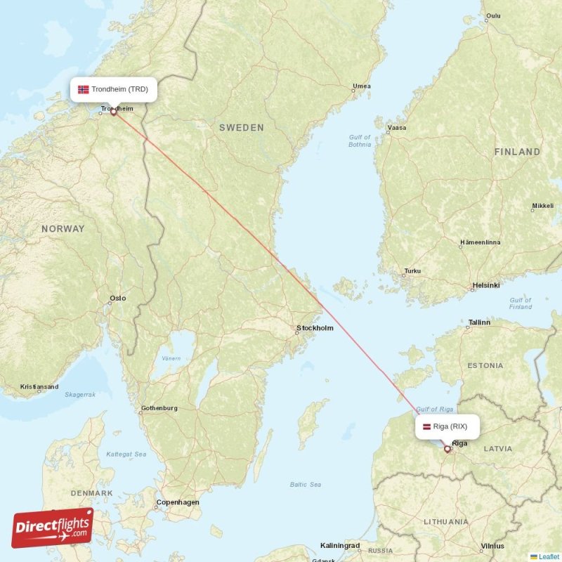 Direct flights from Trondheim to Riga, TRD to RIX non-stop ...