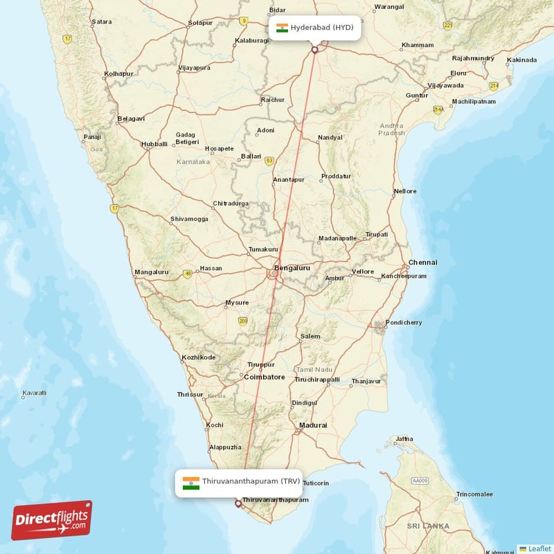 TRV - HYD route map