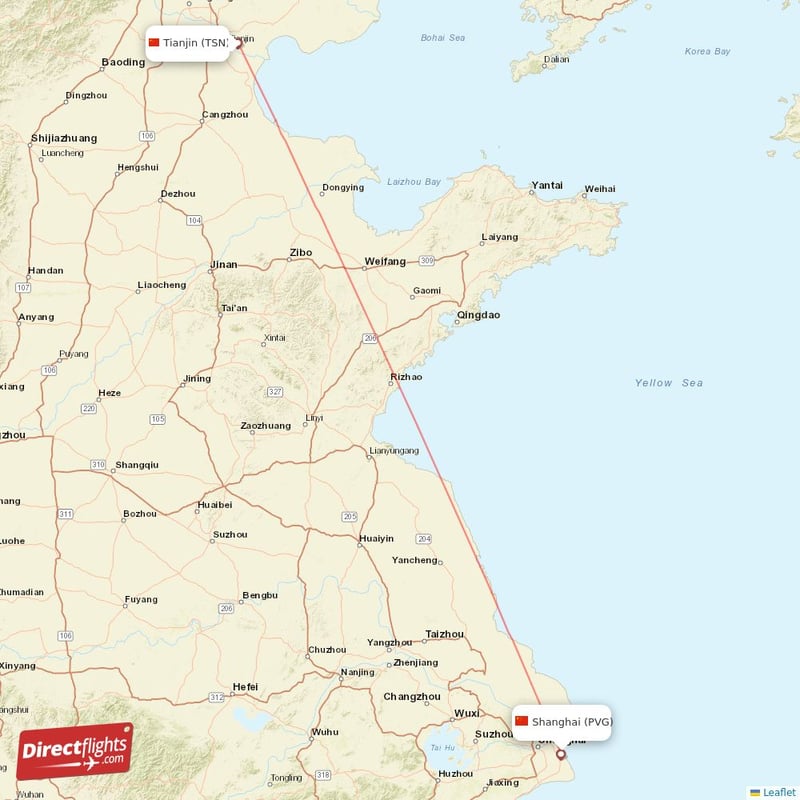 TSN - PVG route map