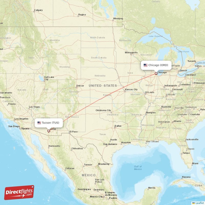 TUS - ORD route map