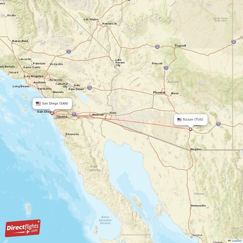TUS - SAN route map