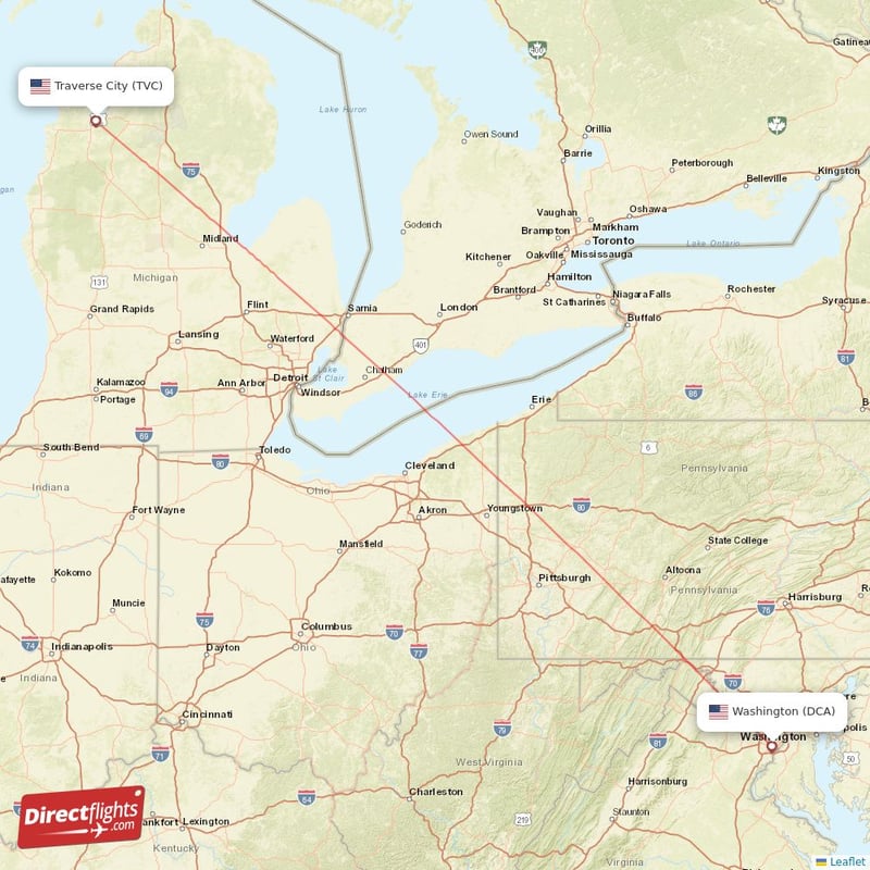 Direct flights from Washington to Traverse City DCA to TVC non