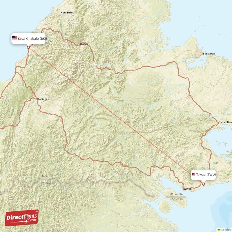 TWU - BKI route map