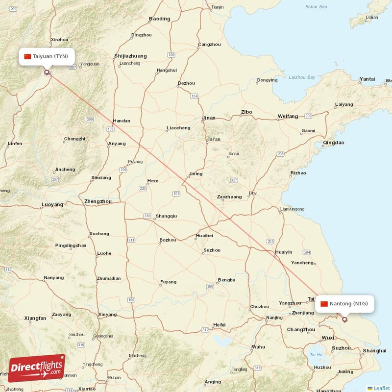 TYN - NTG route map