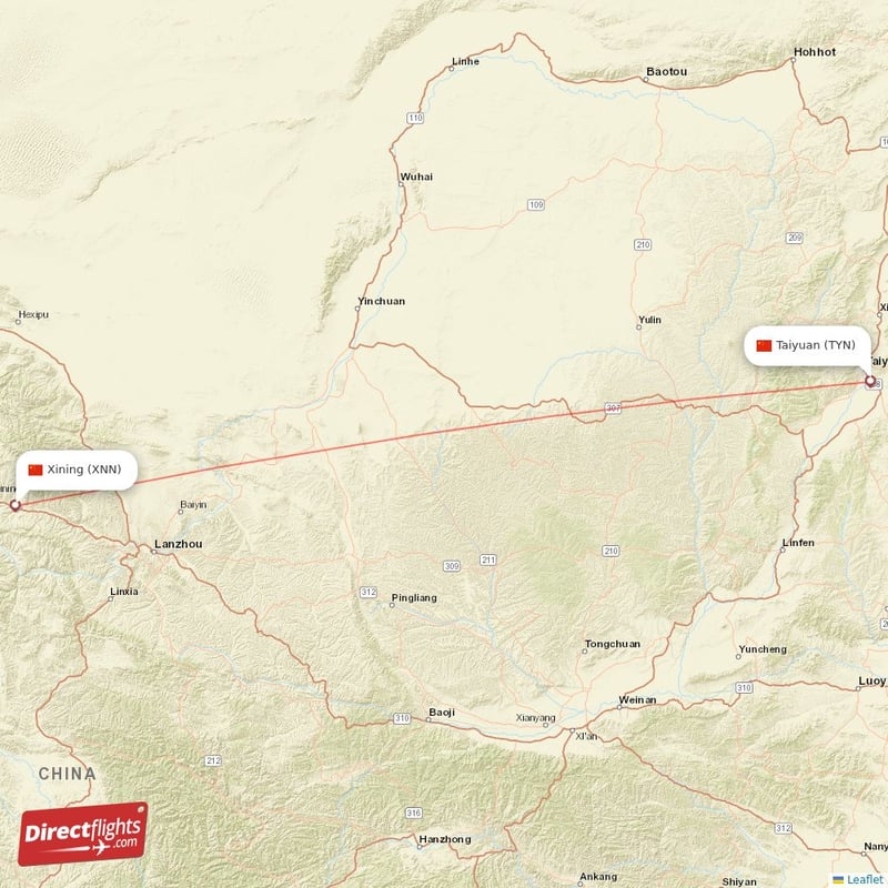 TYN - XNN route map