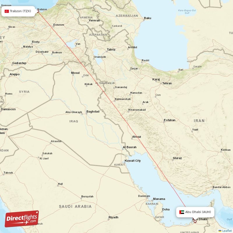 TZX - AUH route map