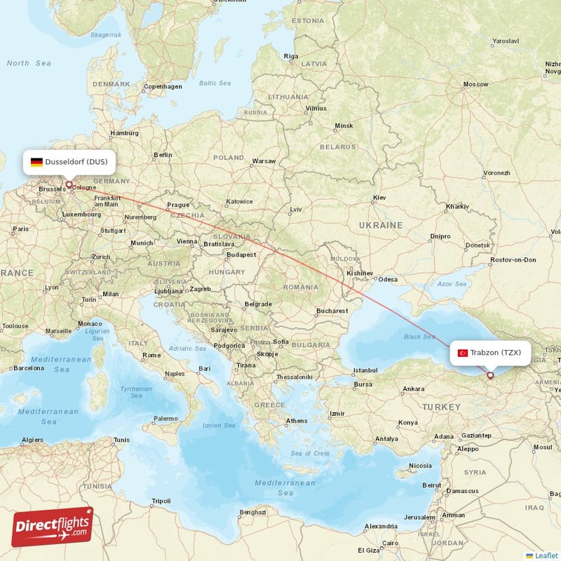 TZX - DUS route map