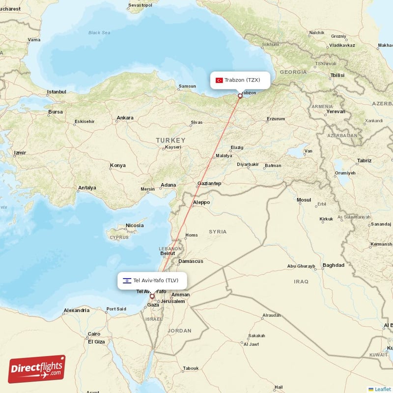 TZX - TLV route map