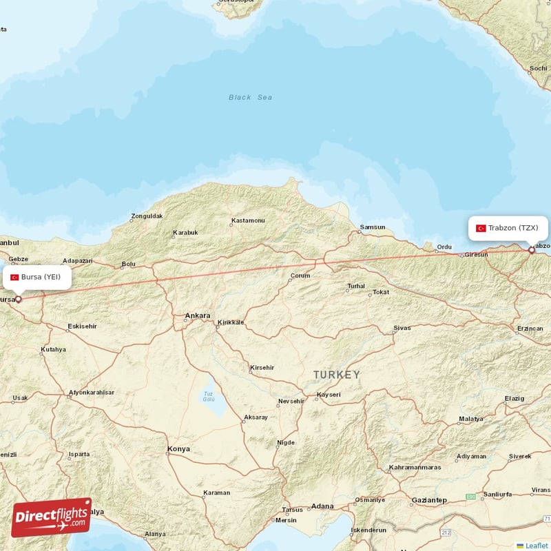 TZX - YEI route map
