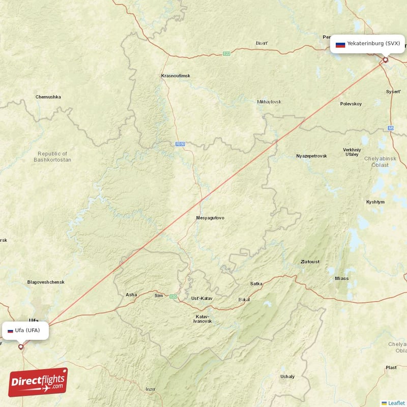 UFA - SVX route map