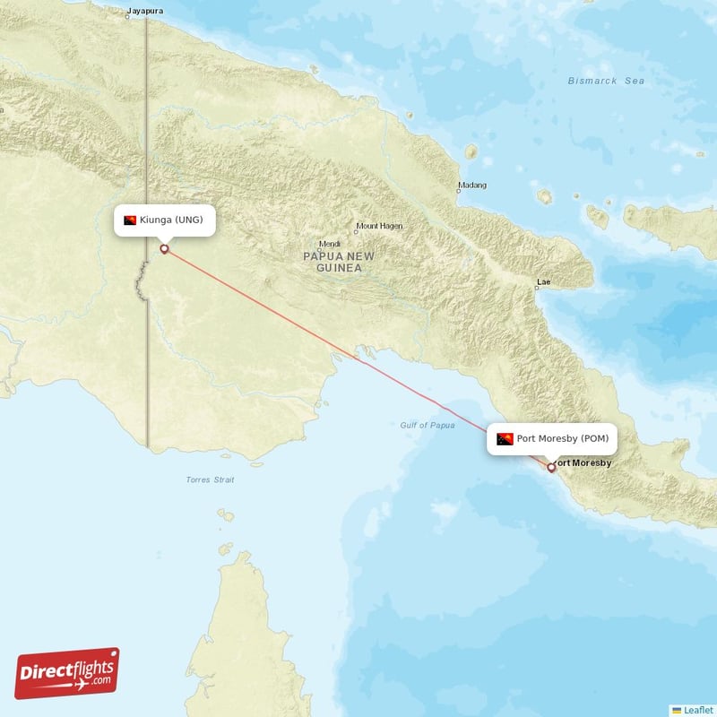 Direct flights from Kiunga to Port Moresby, UNG to POM non-stop ...