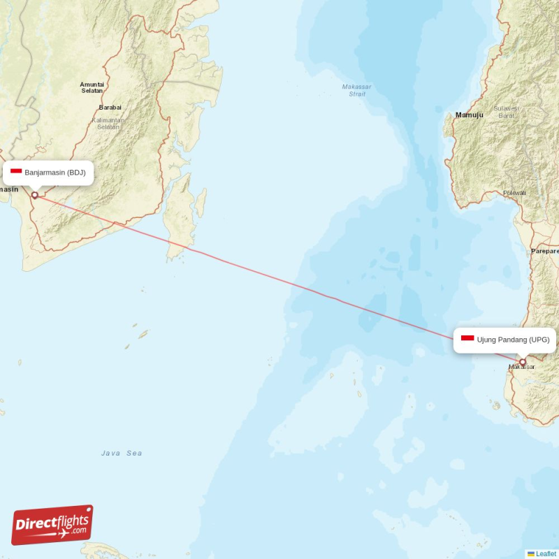 Direct flights from Ujung Pandang to Banjarmasin (UPG-BDJ ...