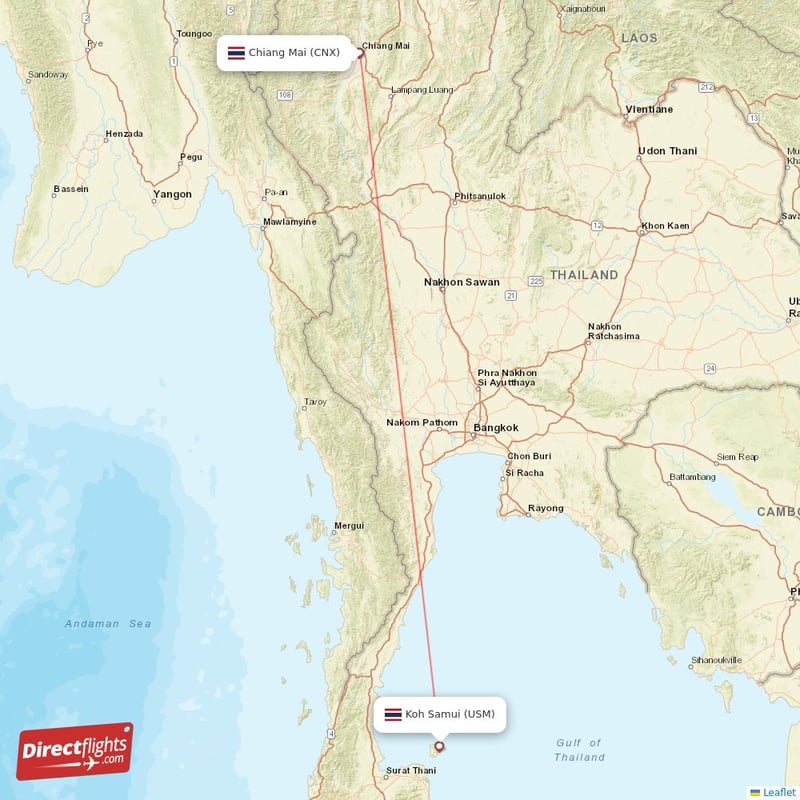 Direct Flights From Koh Samui To Chiang Mai Usm To Cnx Non Stop