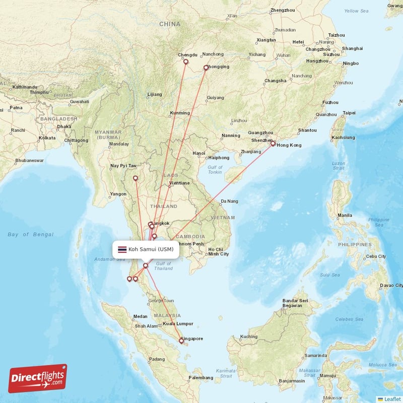 Direct flights to Koh Samui USM, Thailand