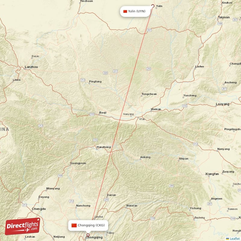 UYN - CKG route map