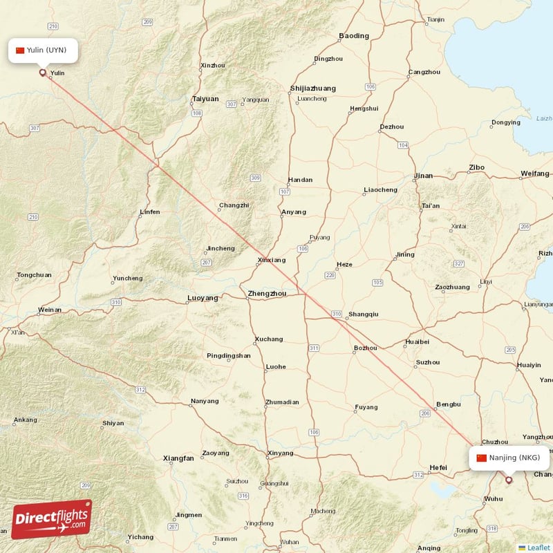 UYN - NKG route map