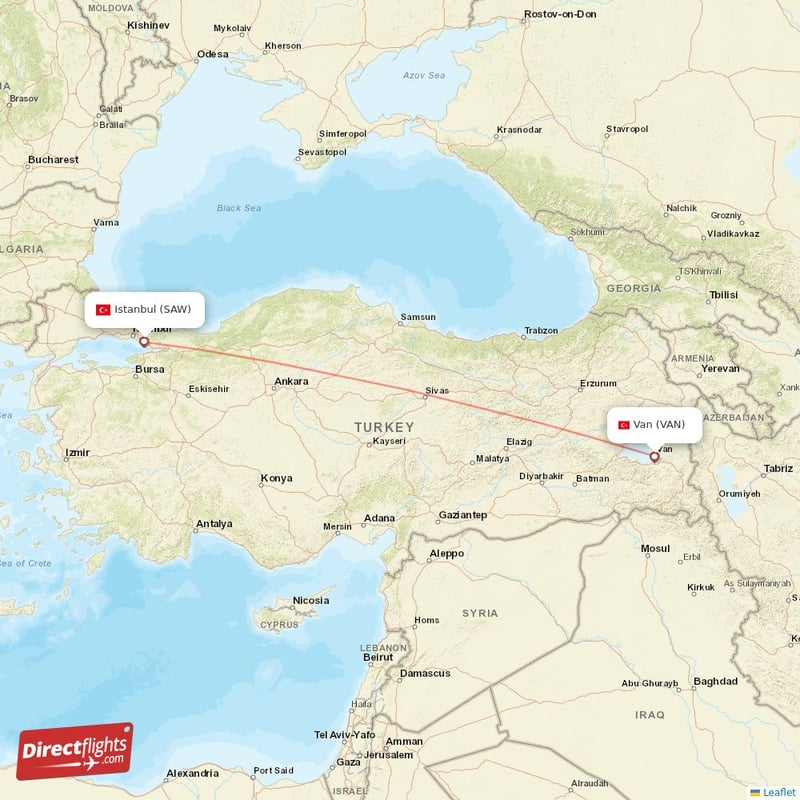 VAN - SAW route map