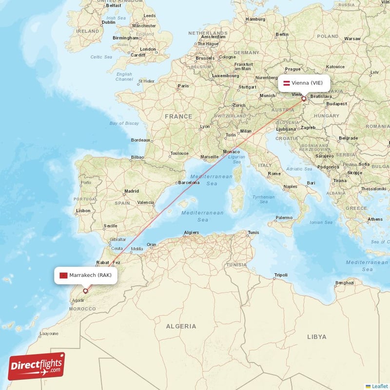 VIE - RAK route map