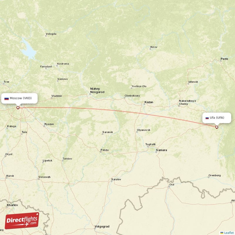 VKO - UFA route map