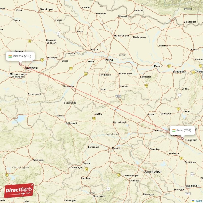 Direct flights from Varanasi to Andal (VNS-RDP) - Directflights.com