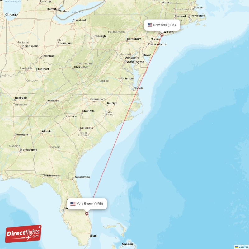 VRB - JFK route map