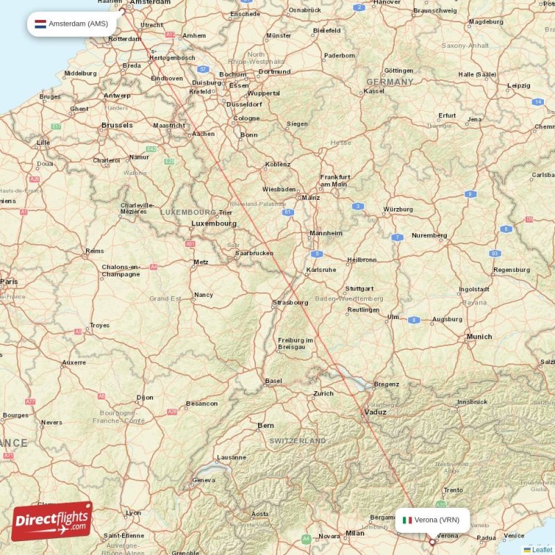 VRN - AMS route map