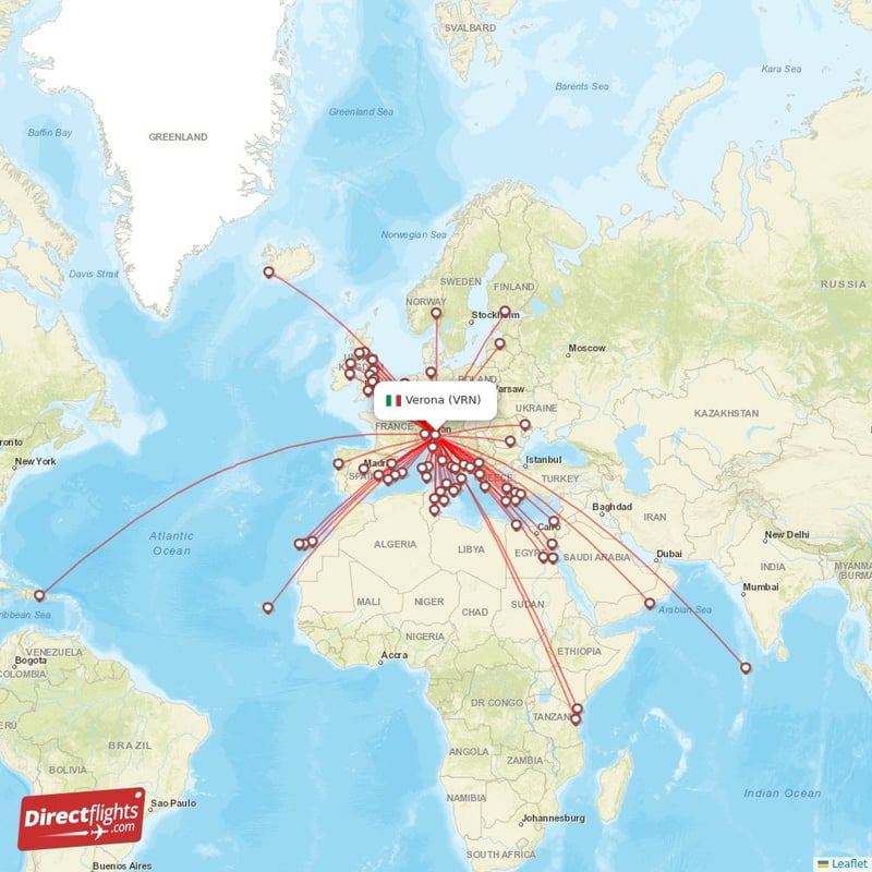 Direct flights from Verona - 75 destinations - VRN, Italy ...
