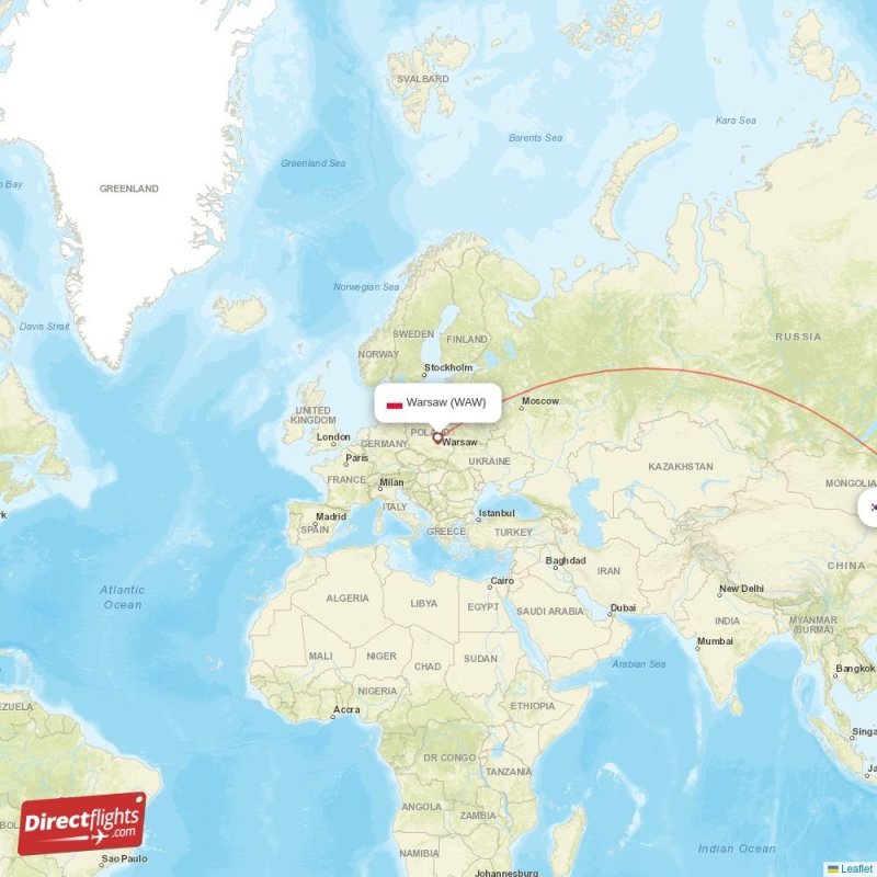 WAW - ICN route map