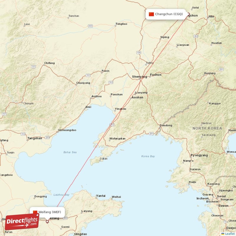 WEF - CGQ route map
