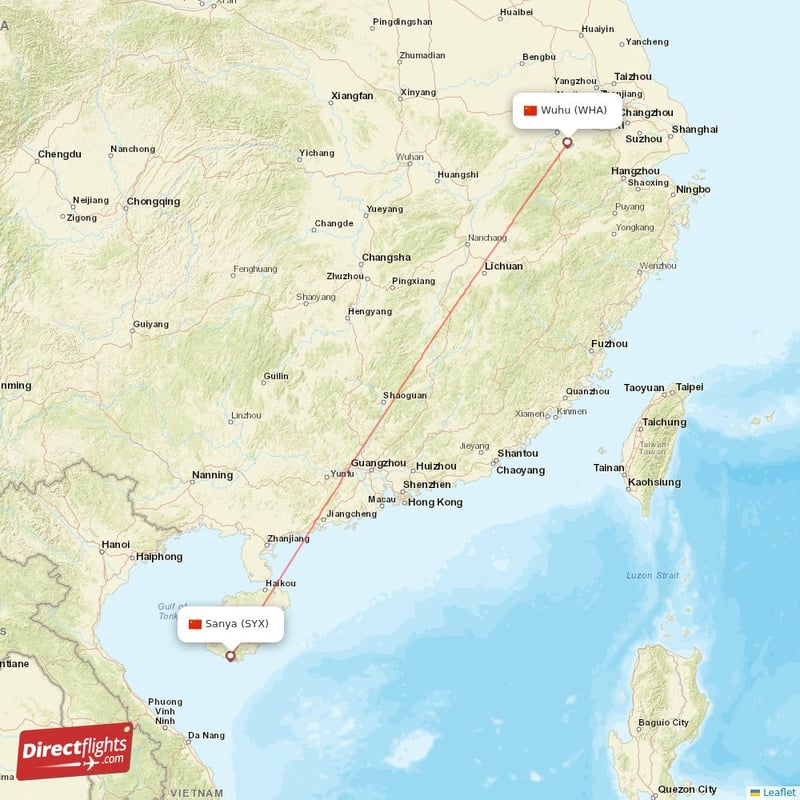 SYX - WHA route map
