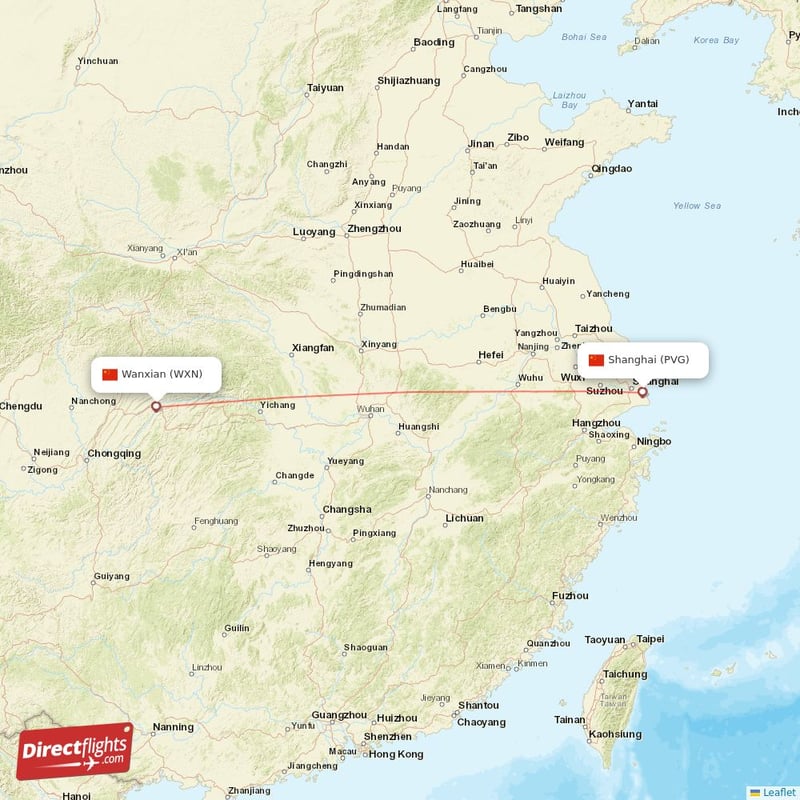 WXN - PVG route map
