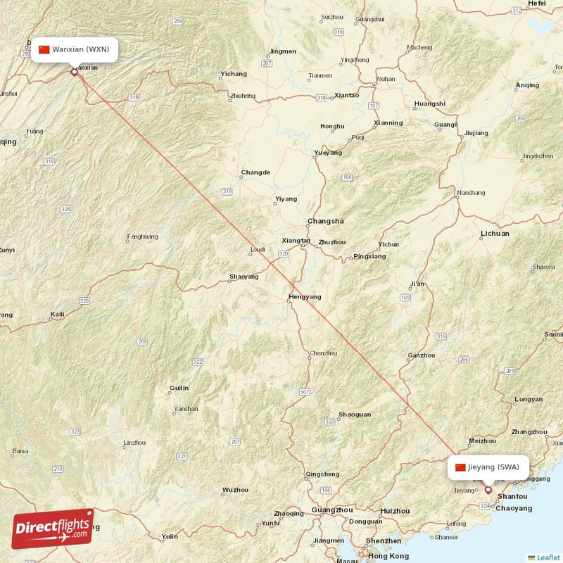 WXN - SWA route map