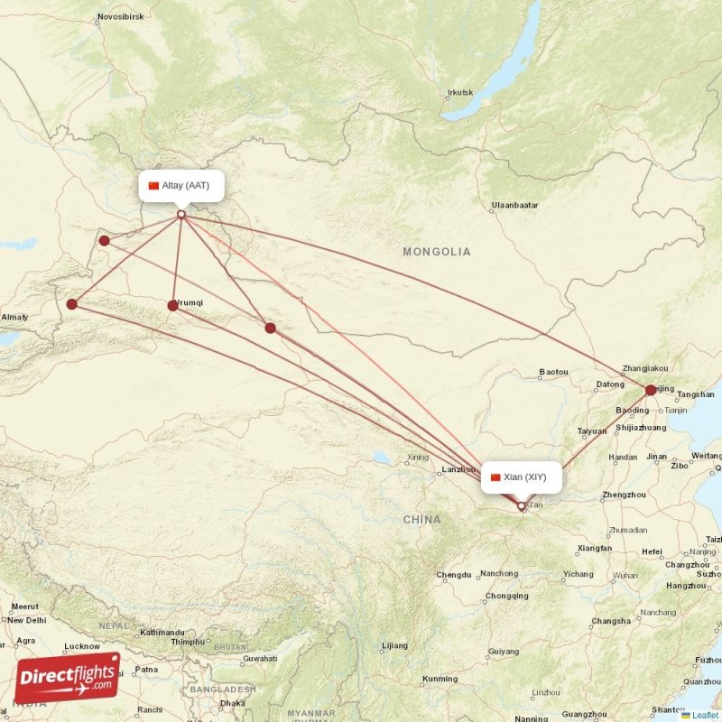 XIY - AAT route map