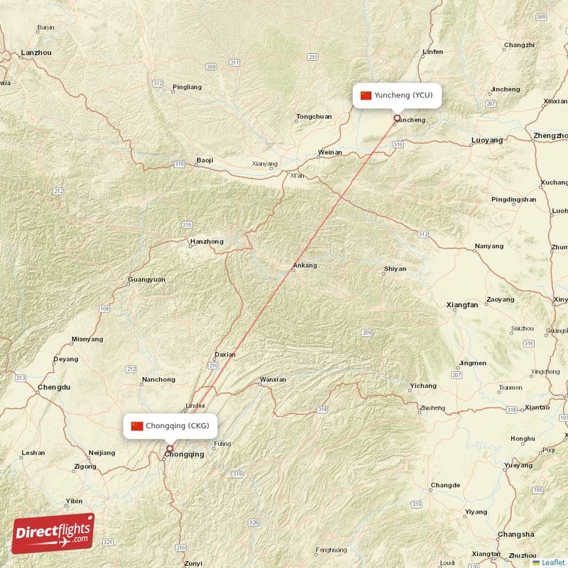 YCU - CKG route map