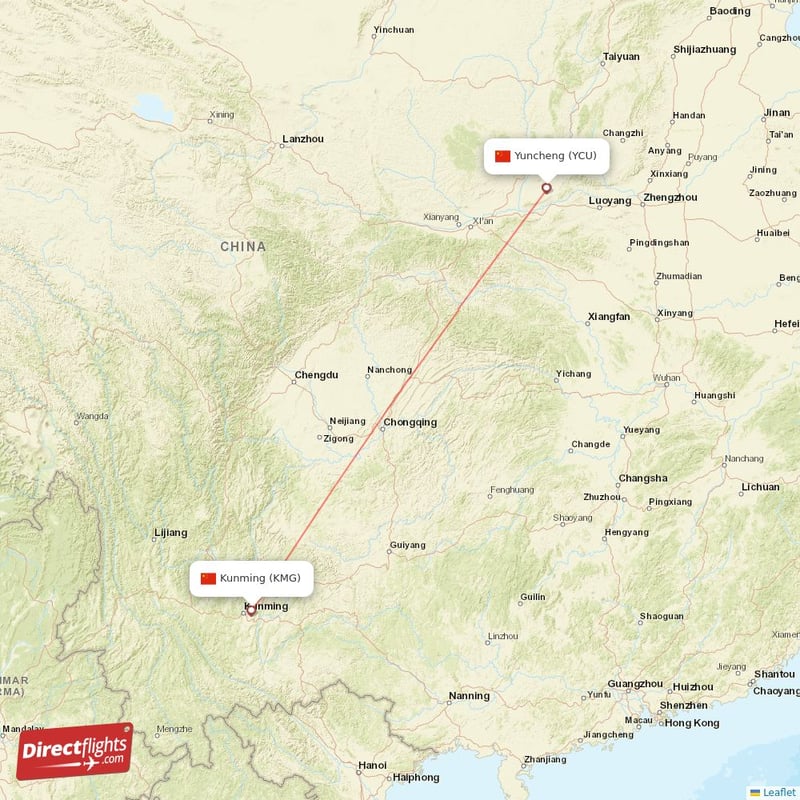 YCU - KMG route map