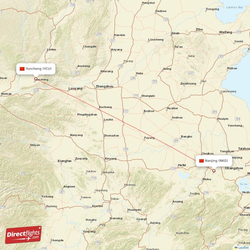 YCU - NKG route map