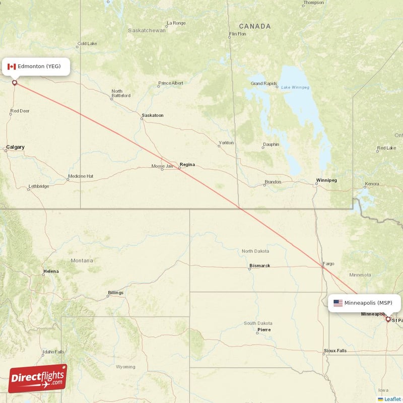 YEG - MSP route map