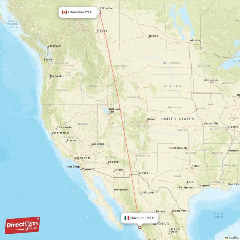 YEG - MZT route map