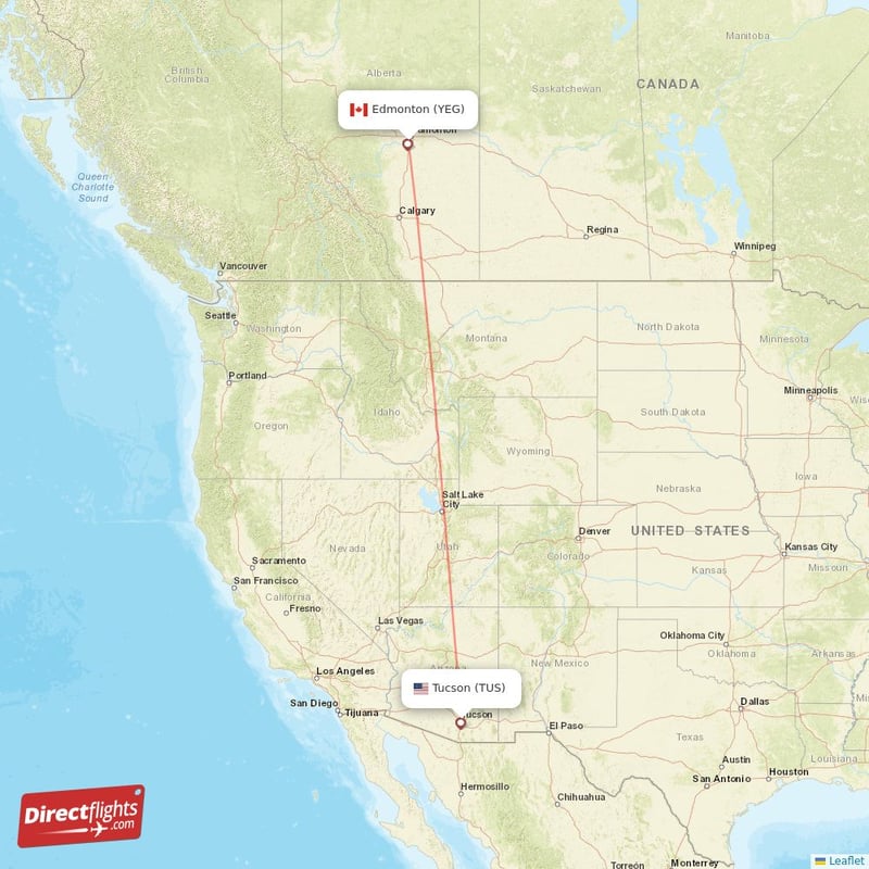 YEG - TUS route map
